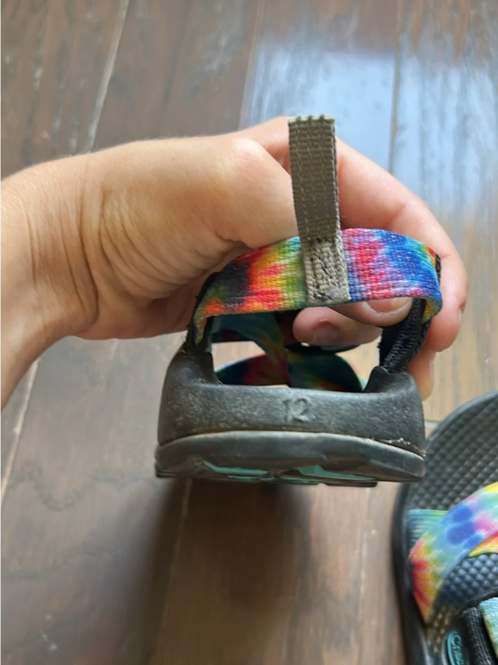 Chaco Kids Rainbow Tie-Dye Webbing Sandals with Black Footbed